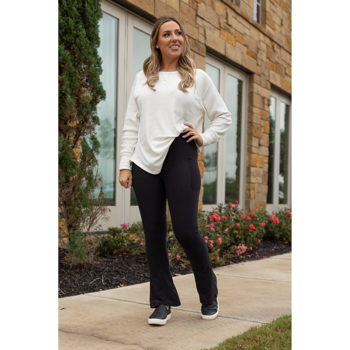 PreOrder | Black Flare Leggings WITH POCKETS - Luxe Leggings by Julia Rose® - Round 2