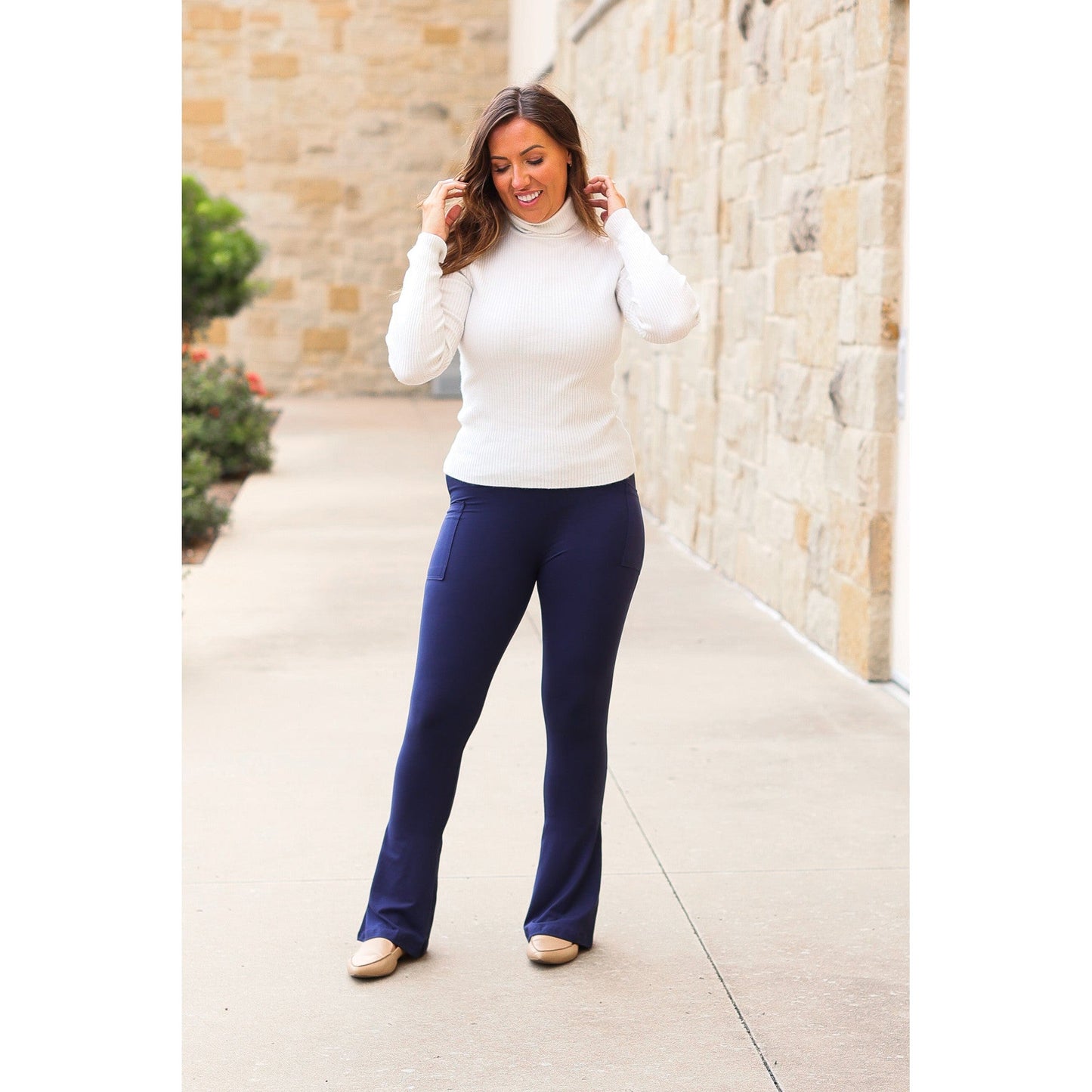 Ready to Ship  | Navy FLARE Leggings with Pocket*