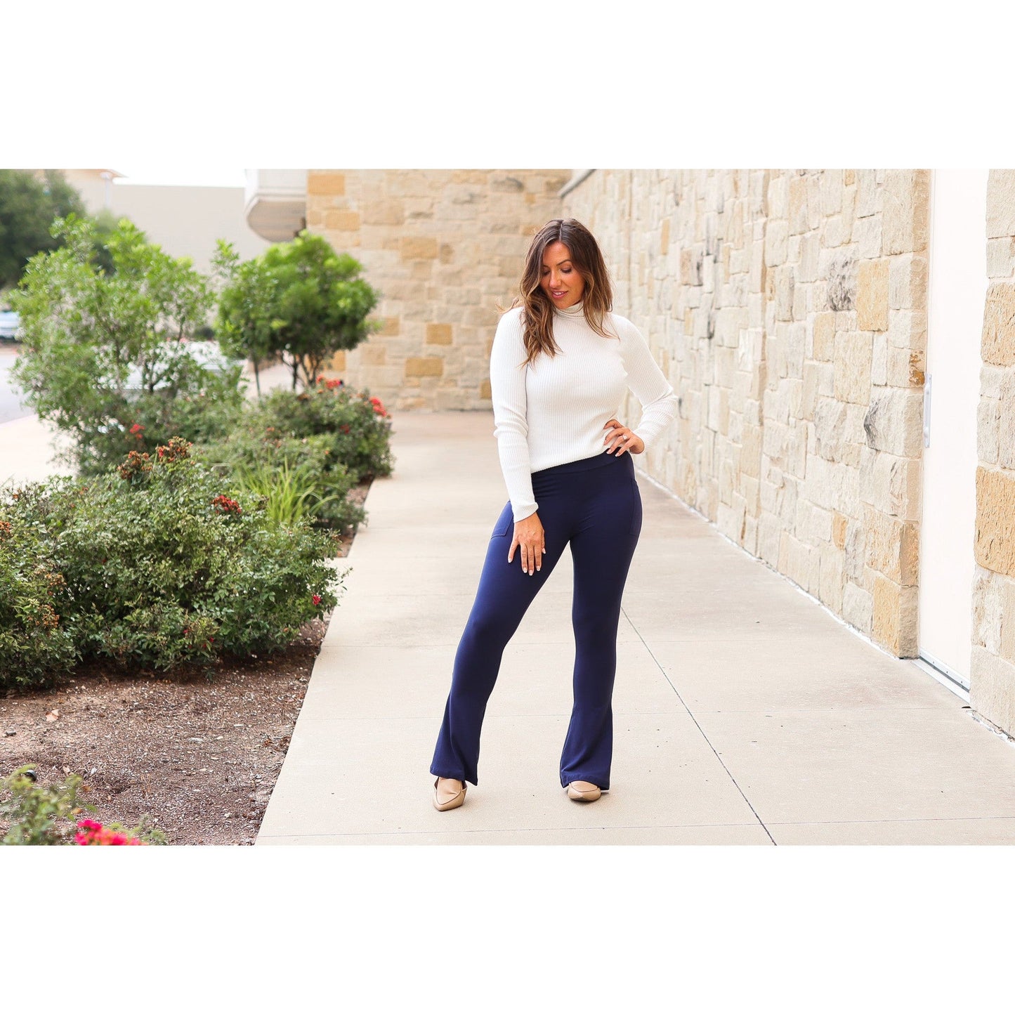 Ready to Ship  | Navy FLARE Leggings with Pocket*