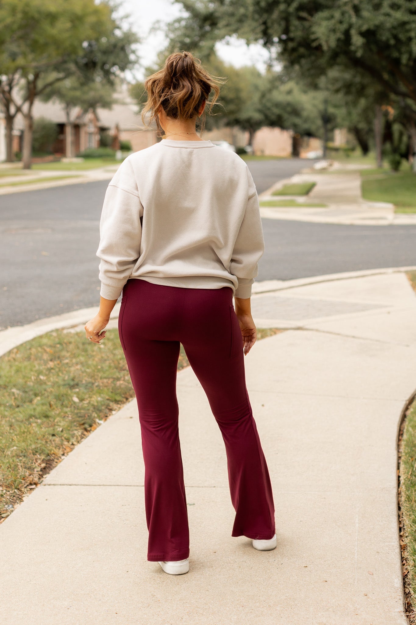 Ready to Ship  | The Maeve - 30"  MAROON Bootcut Leggings with Pockets*