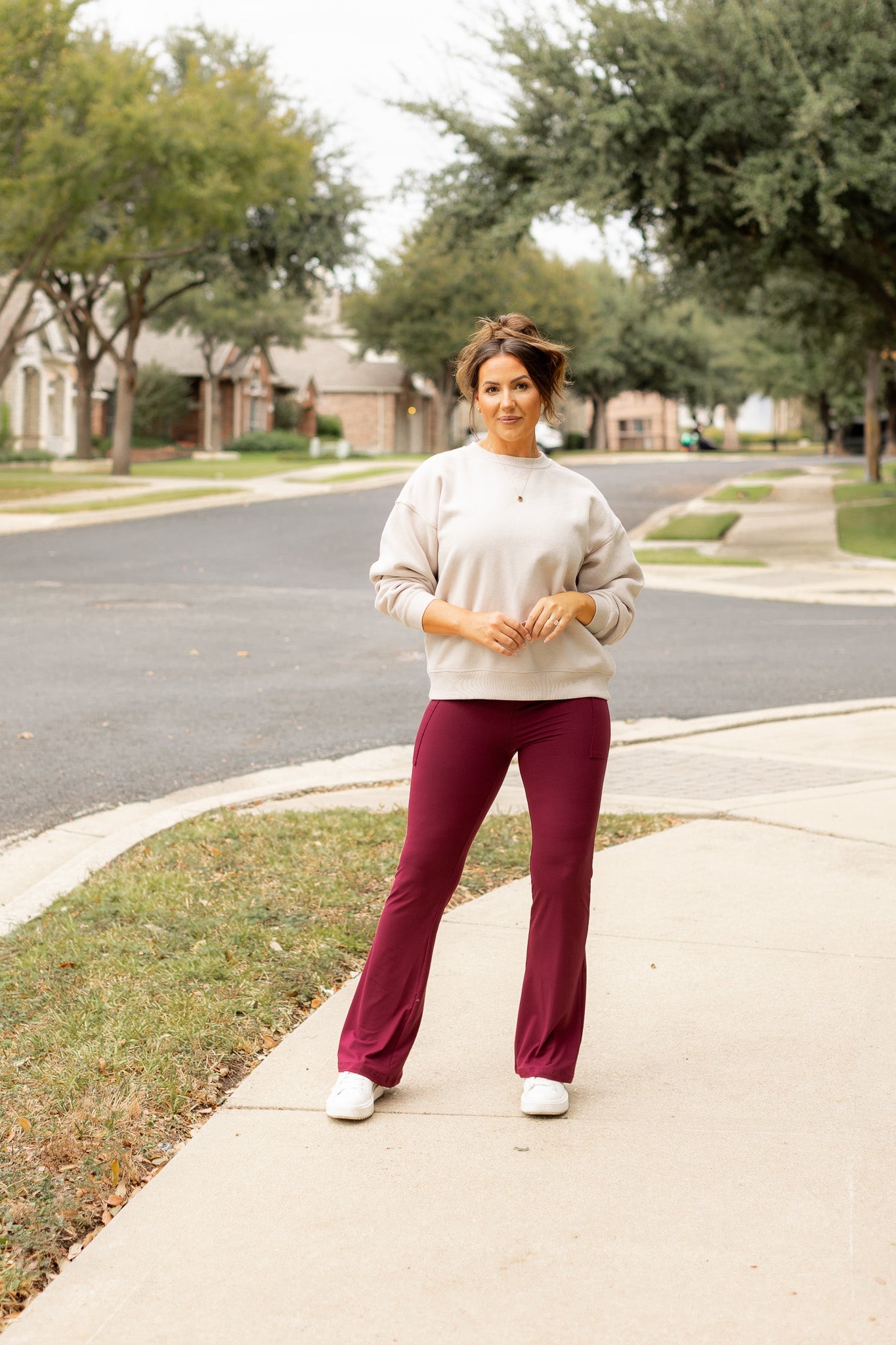 Ready to Ship  | The Maeve - 30"  MAROON Bootcut Leggings with Pockets*