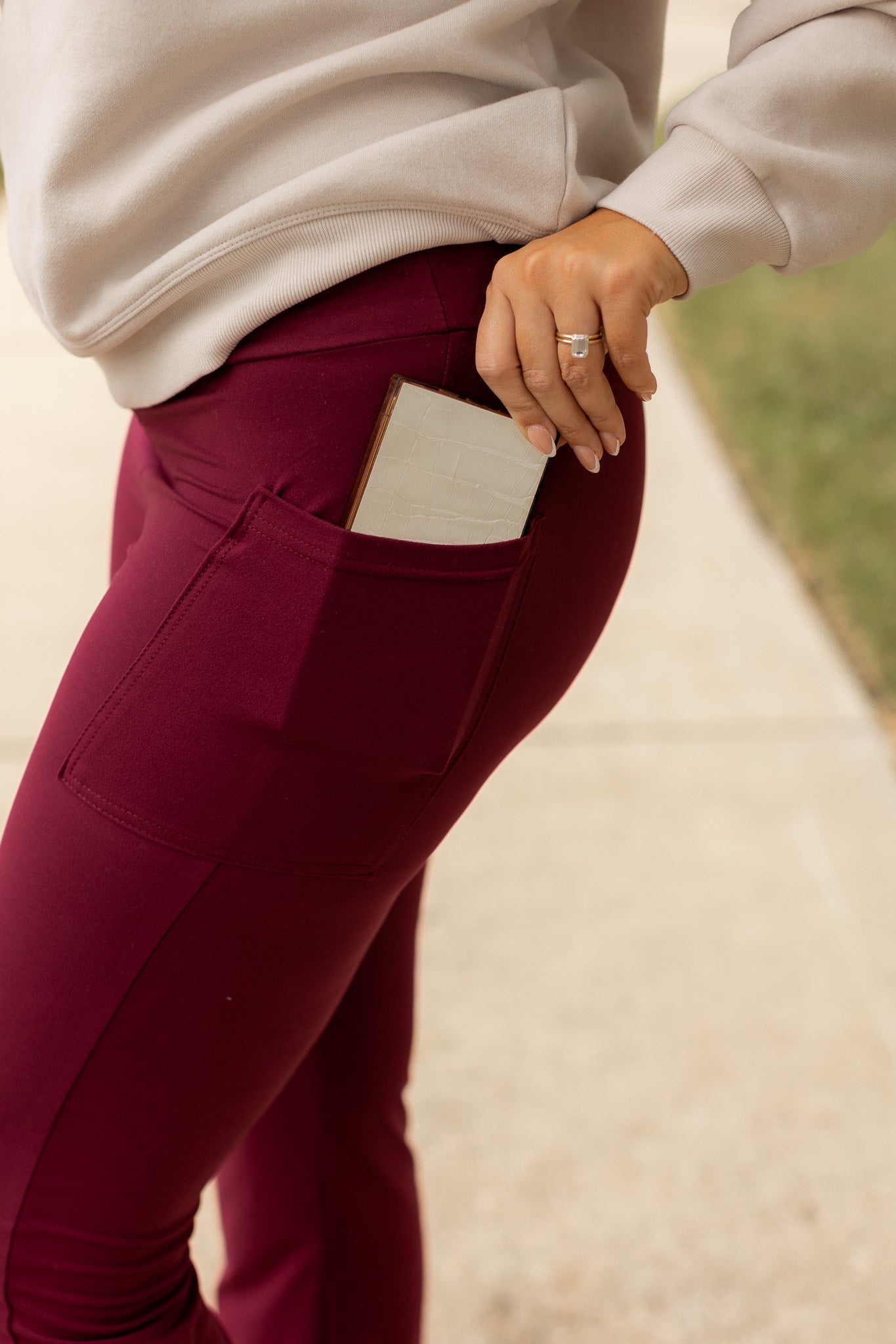 Ready to Ship  | The Maeve - 30"  MAROON Bootcut Leggings with Pockets*