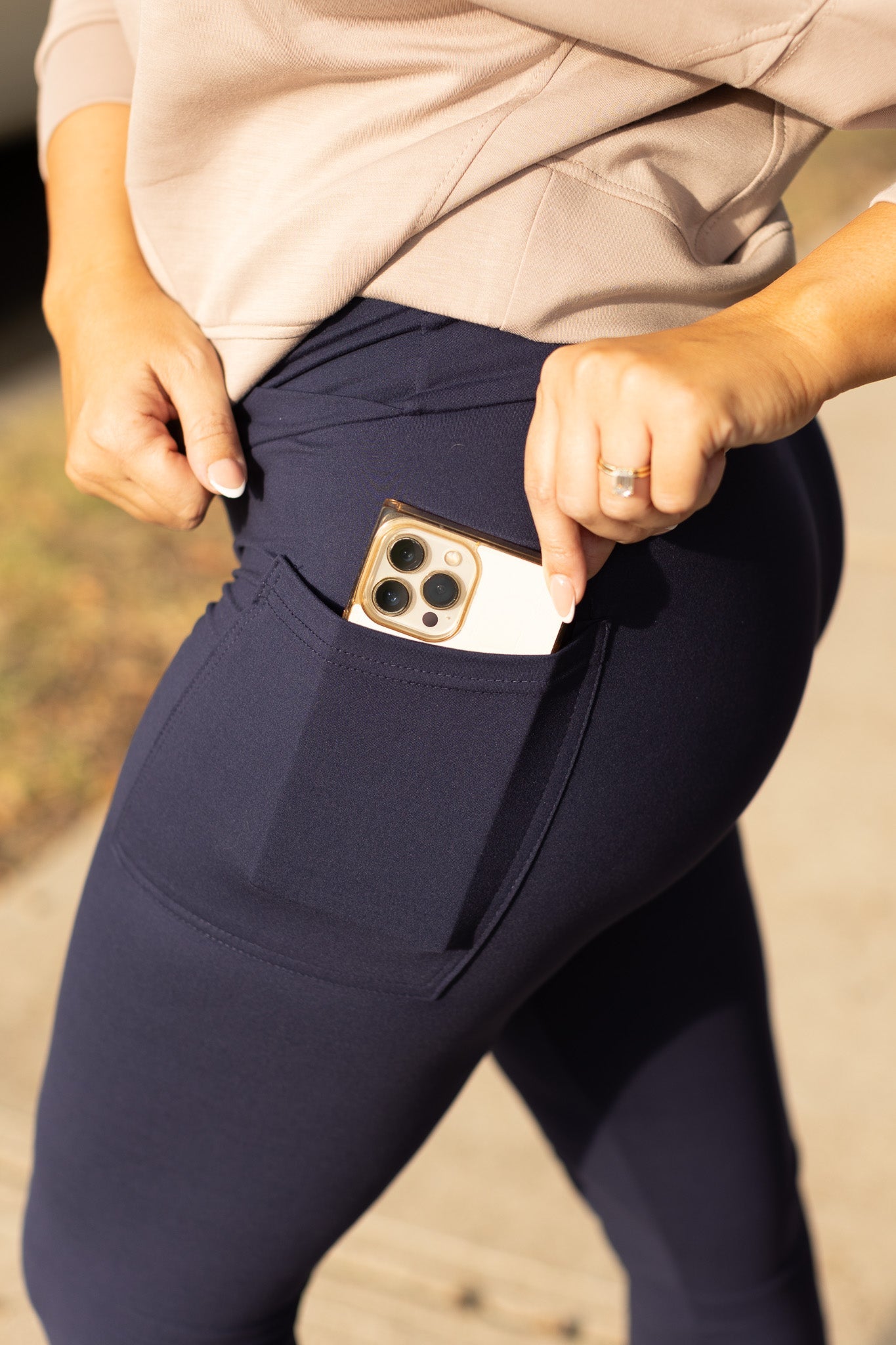 Ready to Ship | The Nadia - NAVY Crossover Full Length Leggings with Pockets  - Luxe Leggings by Julia Rose®