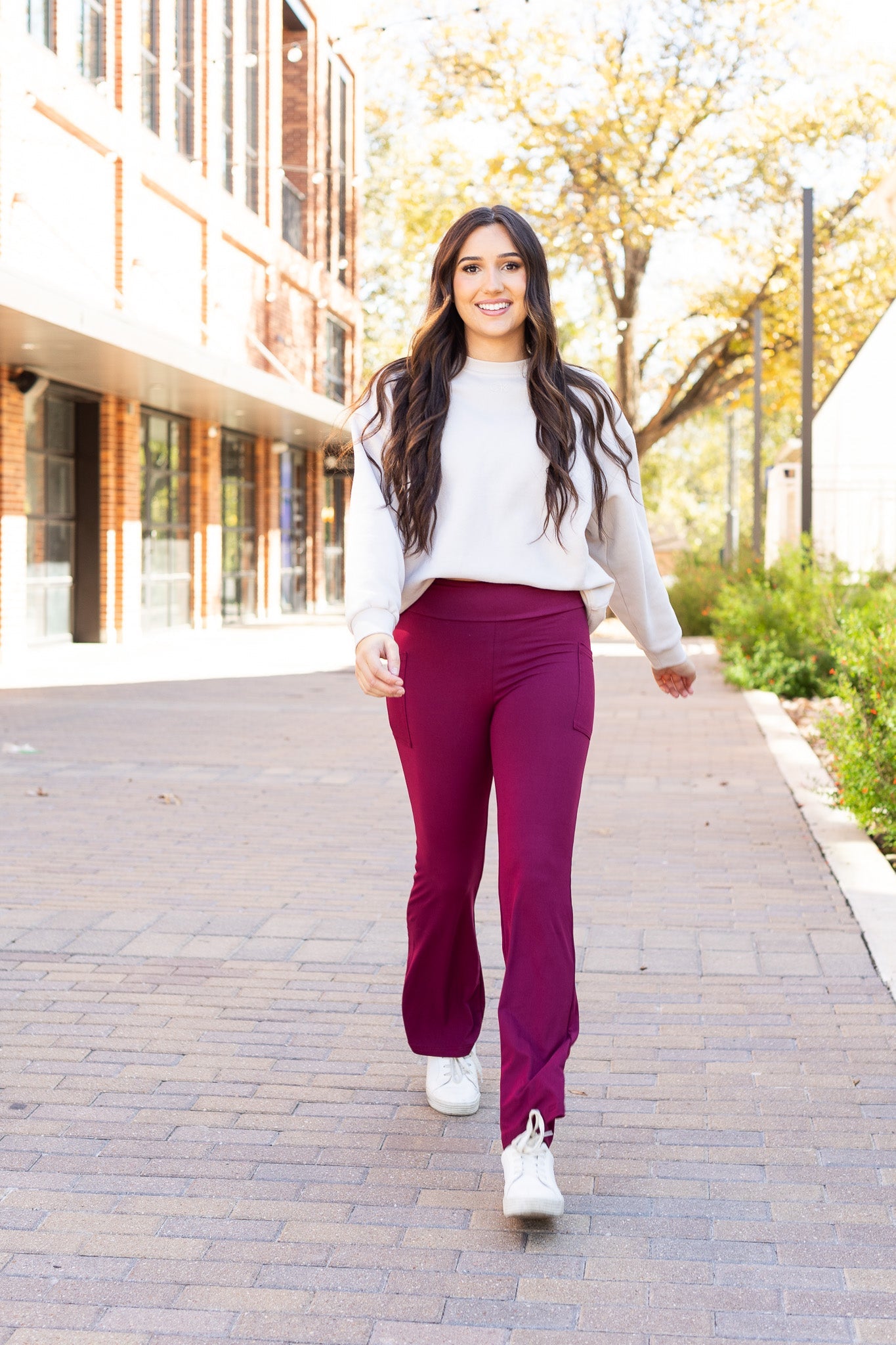 Ready to Ship  | The Maeve - 30"  MAROON Bootcut Leggings with Pockets*