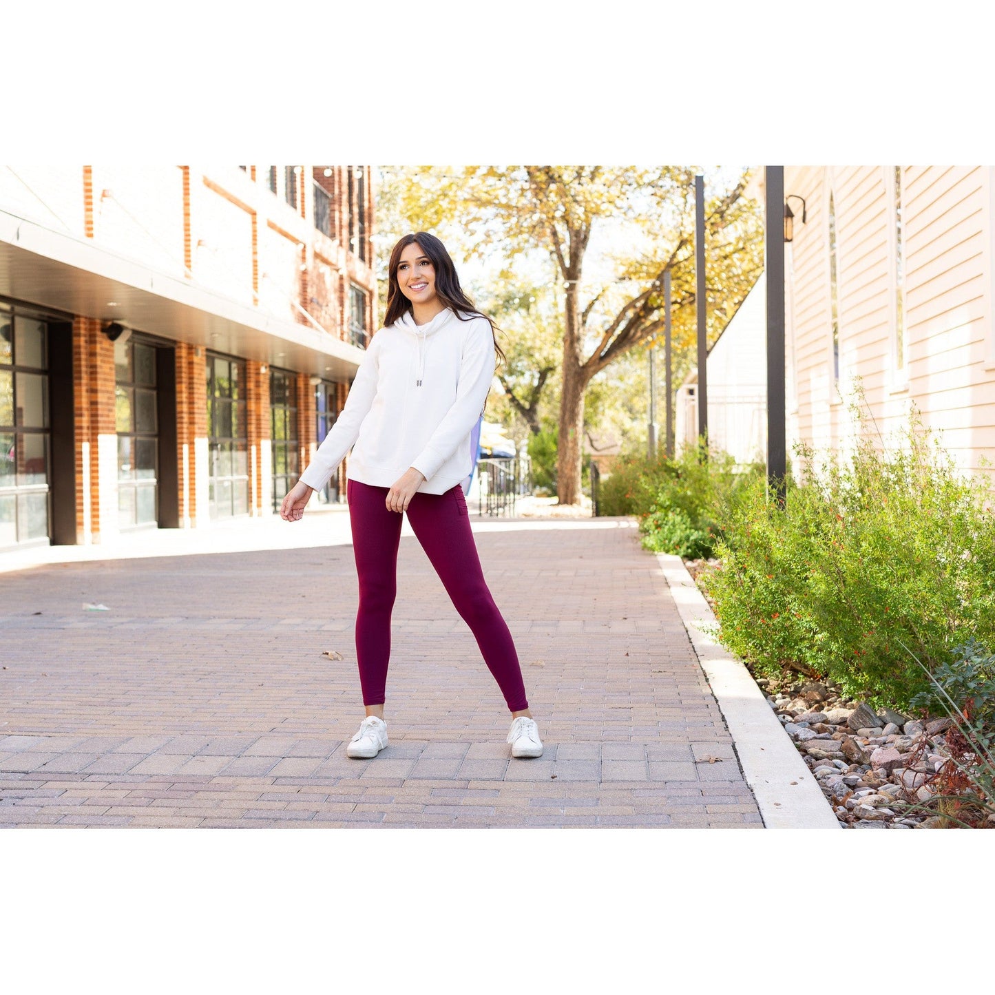 Ready to Ship | The Molly - MAROON Crossover Full Length Leggings with Pockets  - Luxe Leggings by Julia Rose®