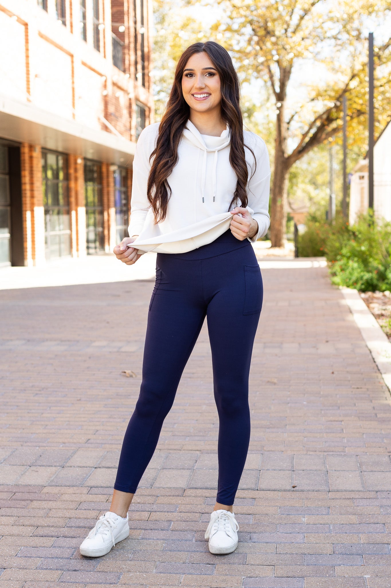 Ready to Ship | The Nadia - NAVY Crossover Full Length Leggings with Pockets  - Luxe Leggings by Julia Rose®