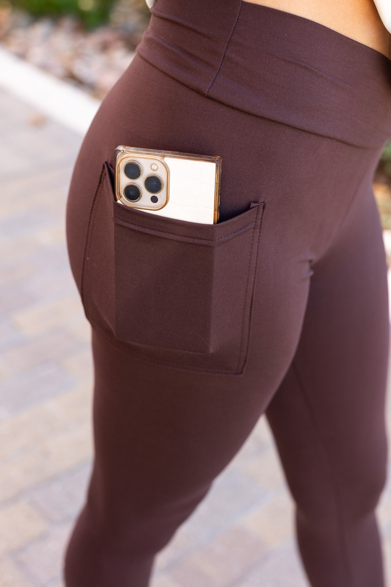 Ready to Ship | The Becca - BROWN Crossover Full Length Leggings with Pockets - Luxe Leggings by Julia Rose®