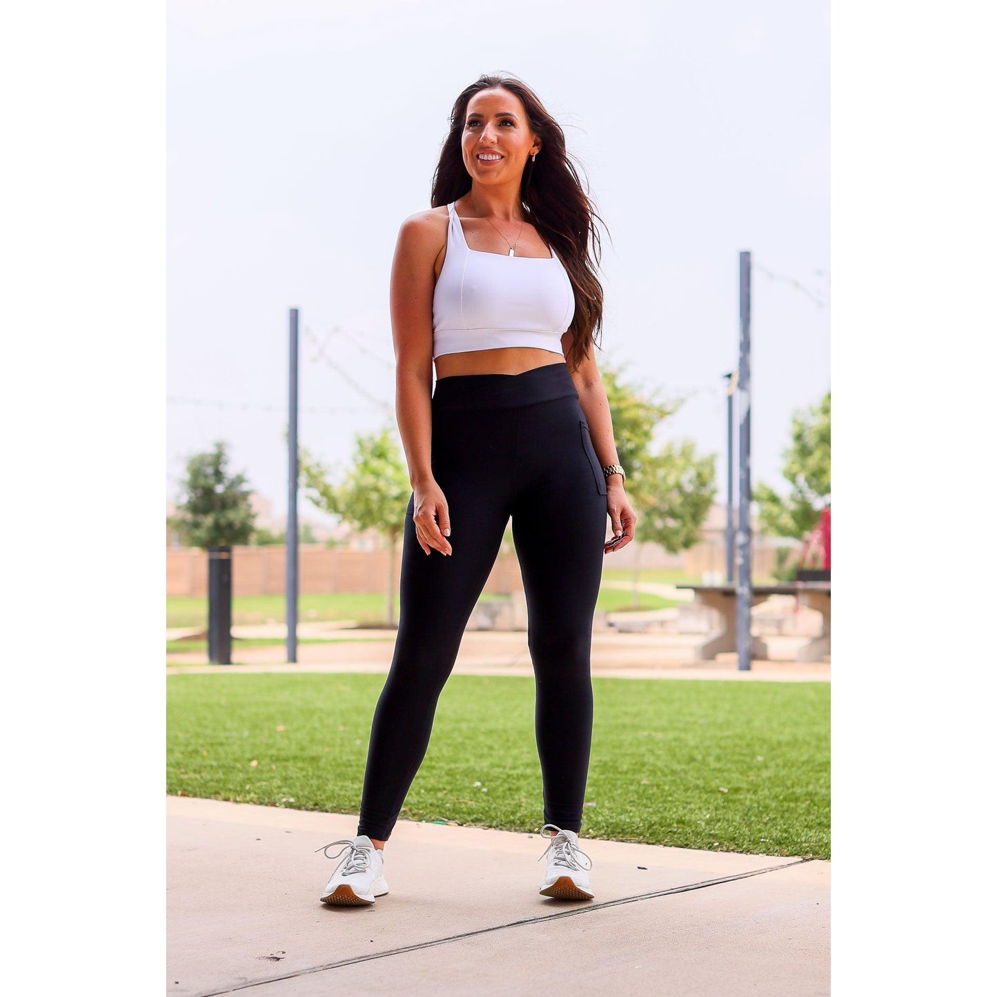 Ready to Ship  | Crossover BLACK Pocket Full Length Leggings Round 3  - Luxe Leggings by Julia Rose®