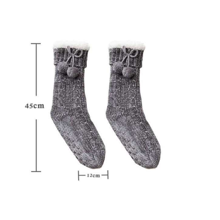 Ready to Ship  | The Meredith - Cozy Fleece lined Pom Socks