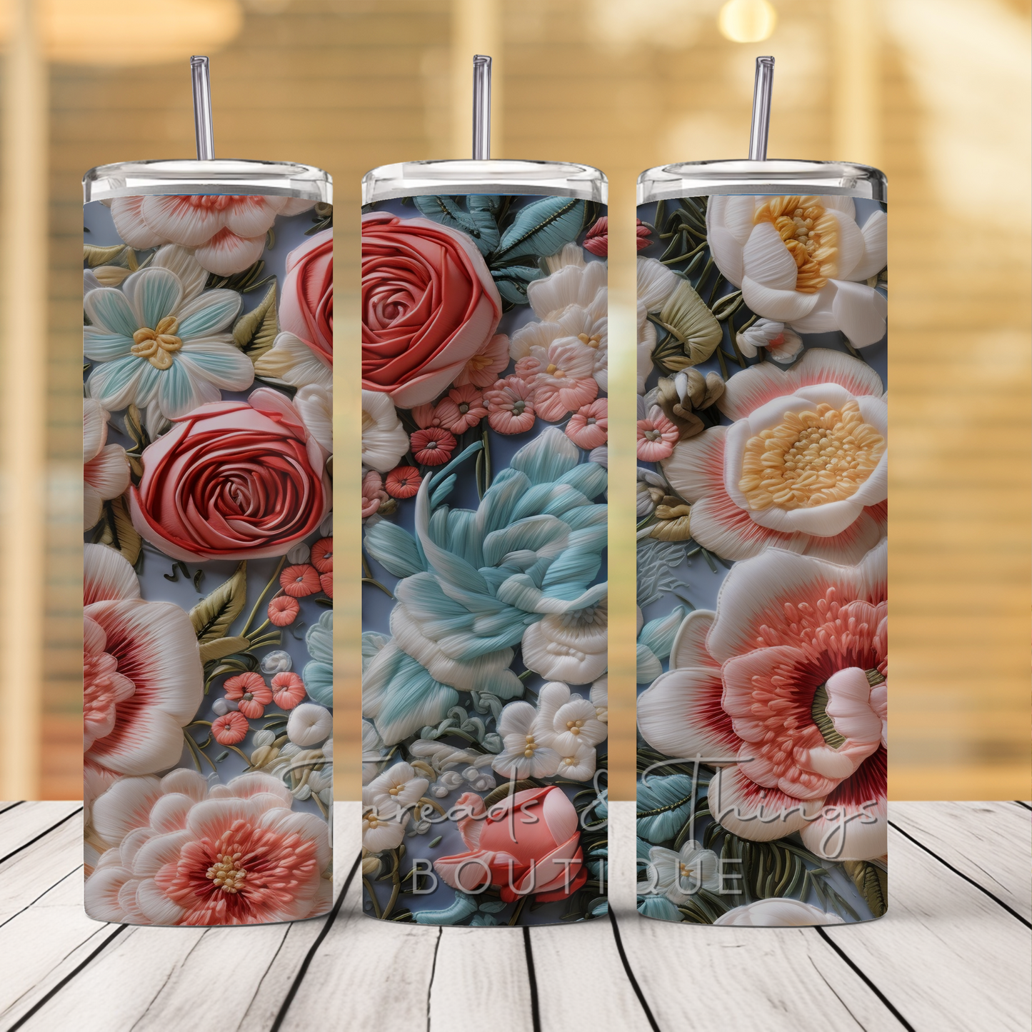 3D Flower Garden  20oz Skinny Tumbler