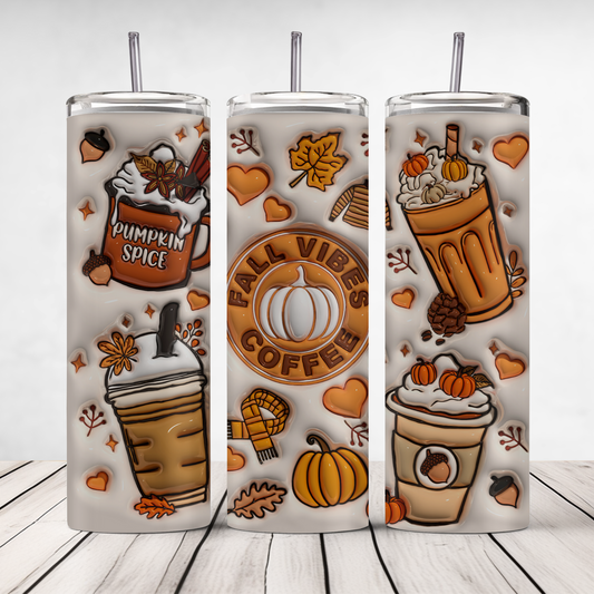 Fall Vibes Coffee 20oz 3D Skinny Tumbler