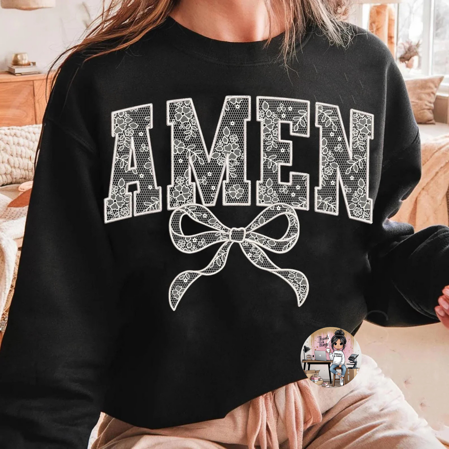 LACE AMEN CREWNECK