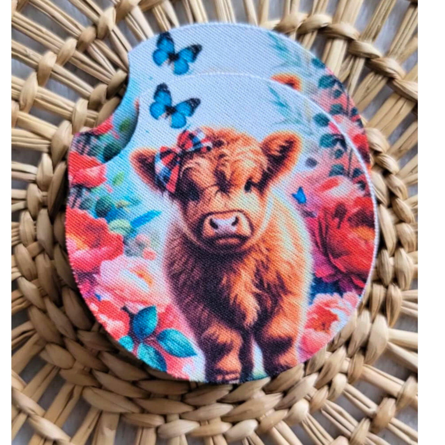 Highland Cow Neoprene Car Coasters