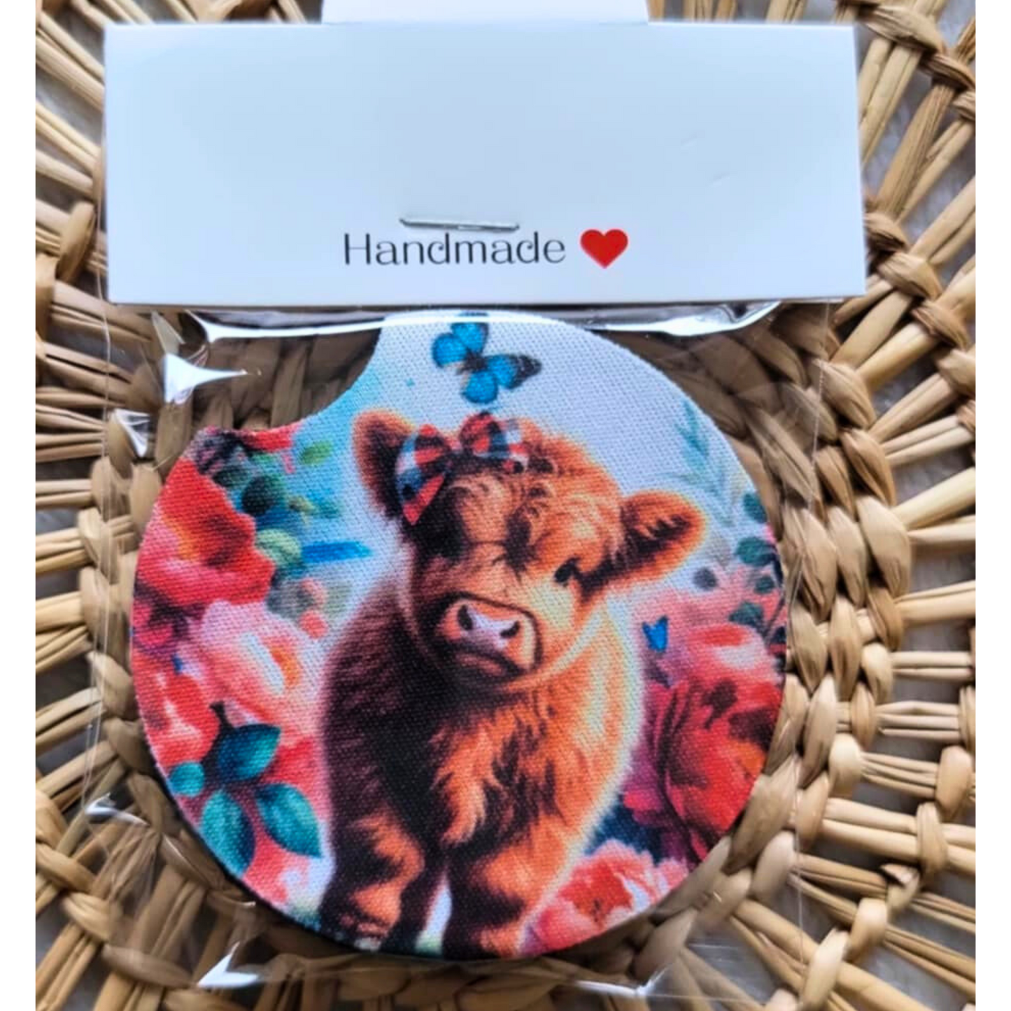 Highland Cow Neoprene Car Coasters