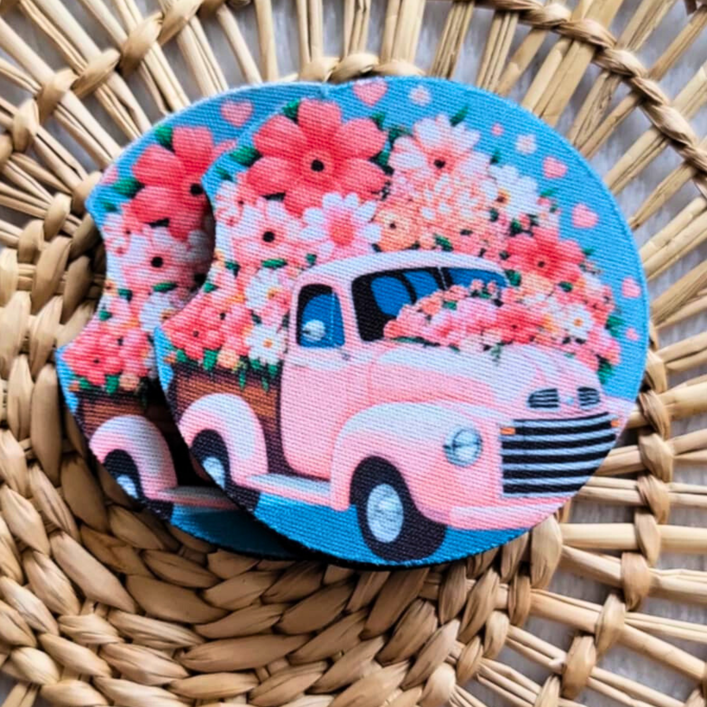 Bed of Flowers Neoprene Car Coasters