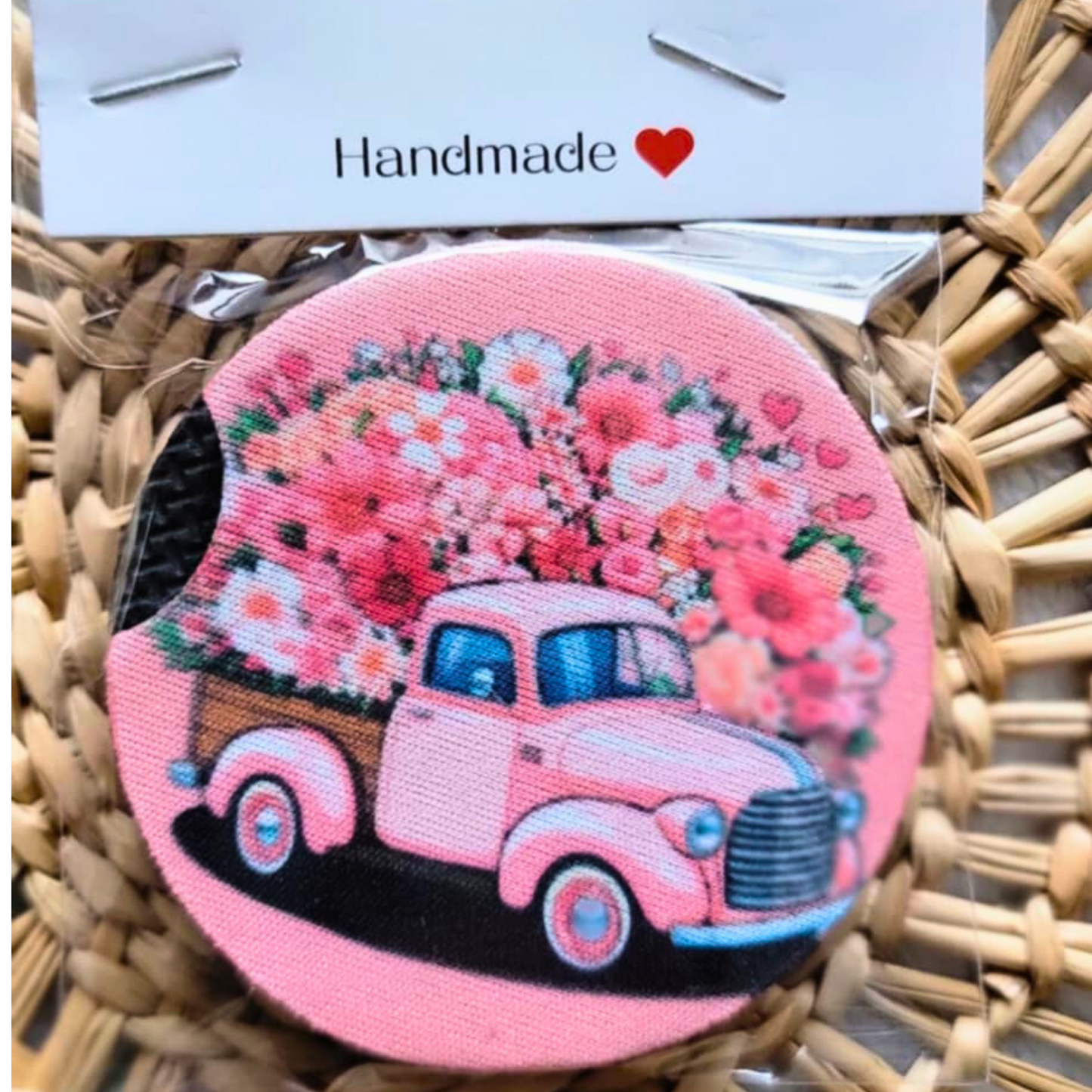 Pink Truck  Neoprene Car Coasters