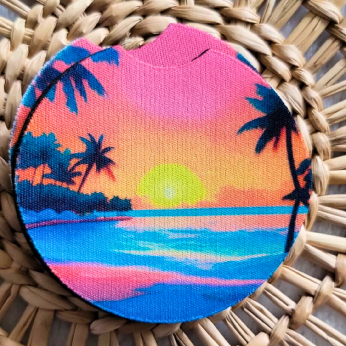 Tropical Sunset Neoprene Car Coasters